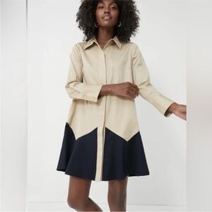 Tuckernuck Sand Roux Flare Long Sleeve Shirt Dress Small